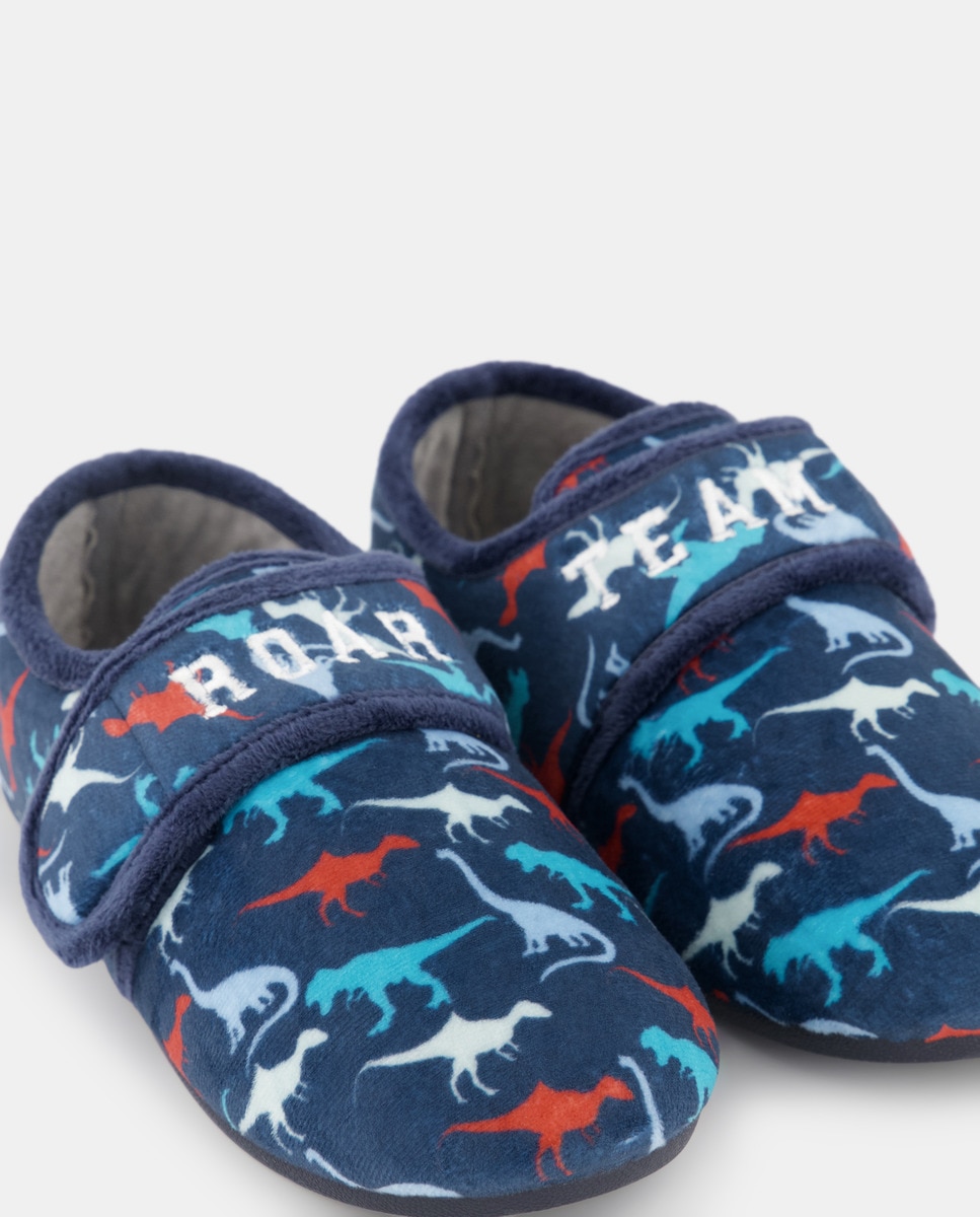 Pantufas com Dinossauros Azul-marinho-5