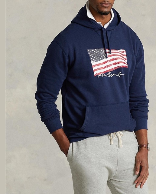Imagen 0 de Sudadera de hombre con capucha y estampado bandera tallas grandes