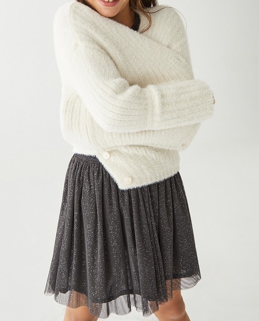 Imagen 0 de Chaqueta de punto de niña con detalle de pelo