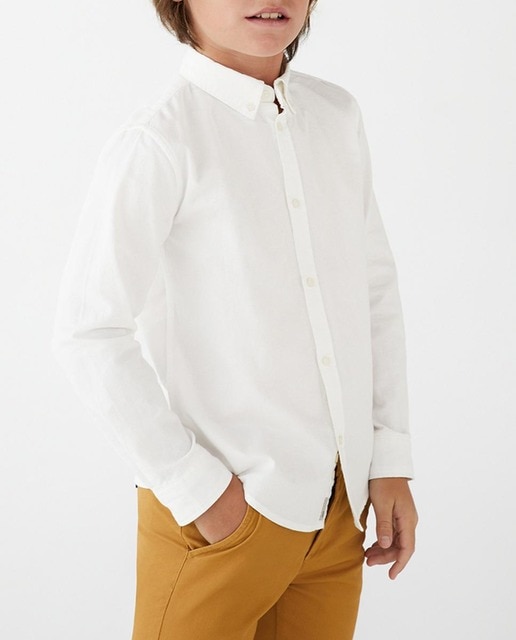 Imagen 0 de Camisa oxford de niño en blanco liso