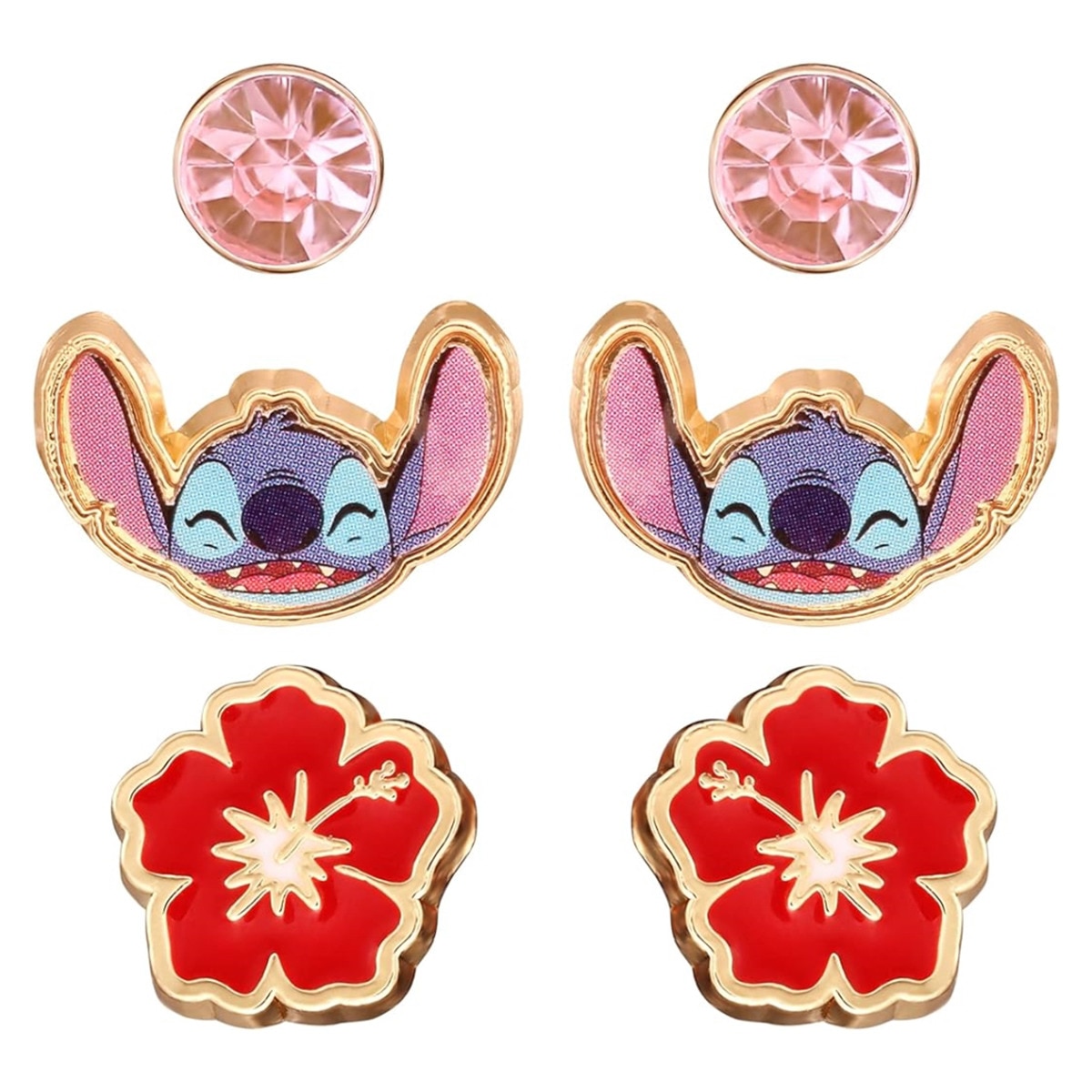 Imagem 0 de Conjunto de 3 Brincos Stitch Flores Lilo&Stitch Disney