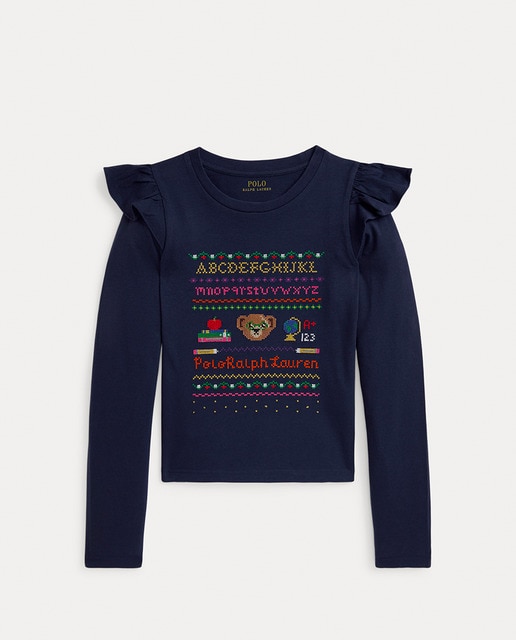 Imagen 0 de Camiseta de niña de algodón en azul marino