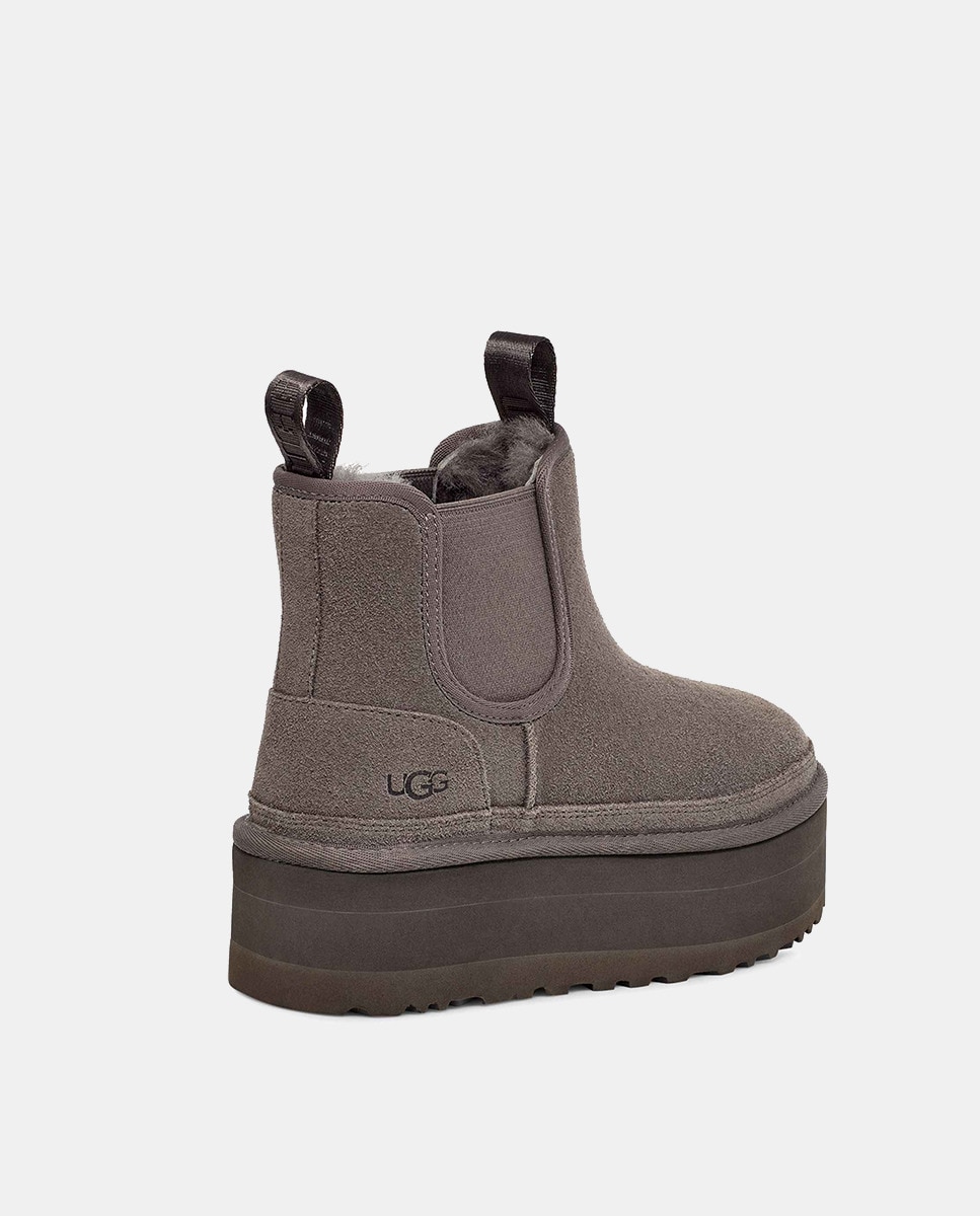 Botins Neumel Platform Tipo Chelsea com Plataforma e em Camurça Cinzento-4