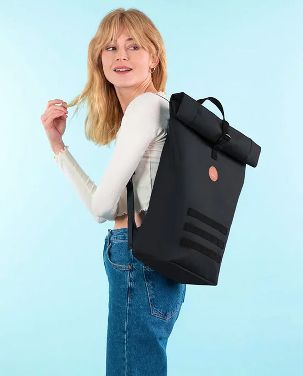 Mochila Unissexo Starter Camberra Medium em Material Reciclado e Repelente à Água Preto-2