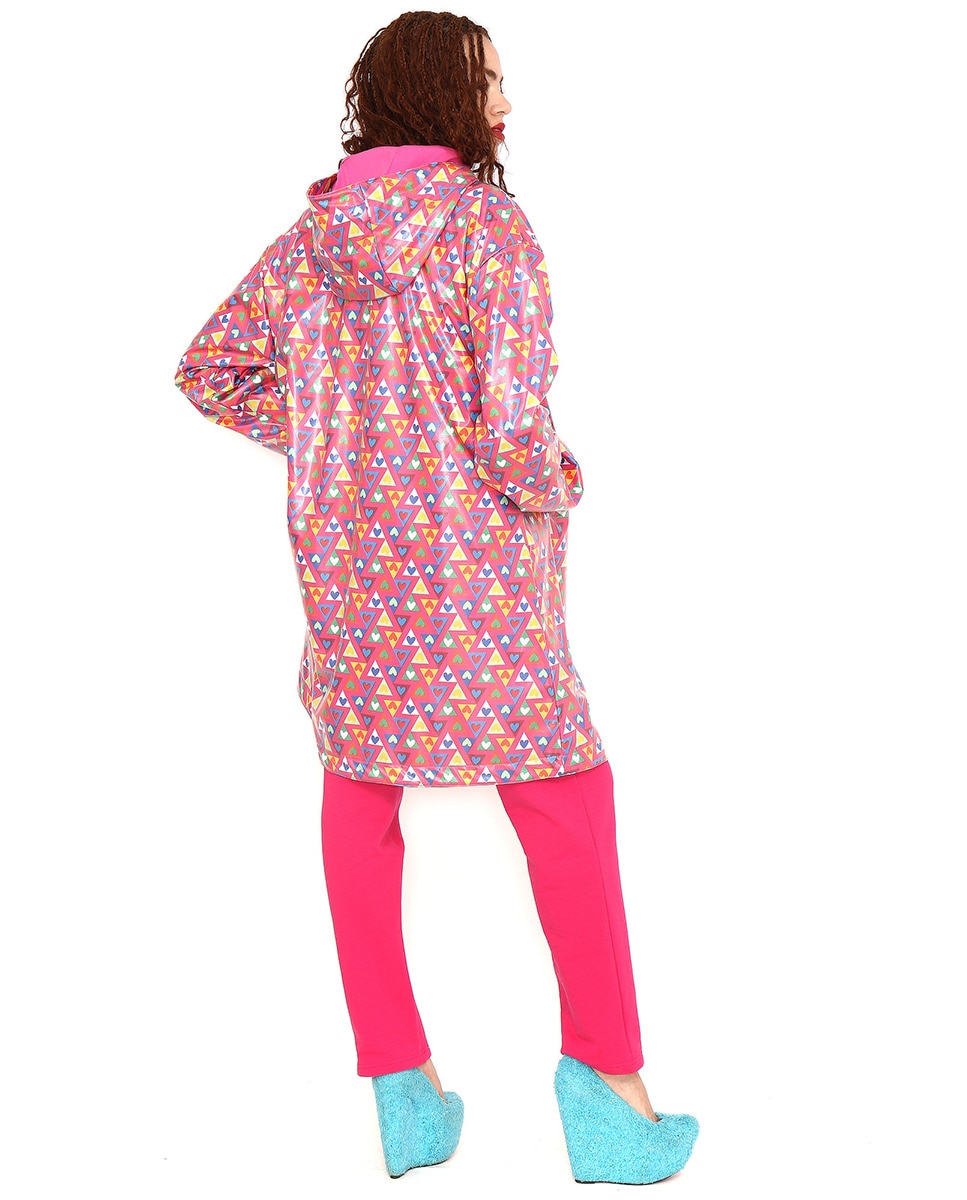 Impermeável com Capuz Estampado com Forro Multicolor-2