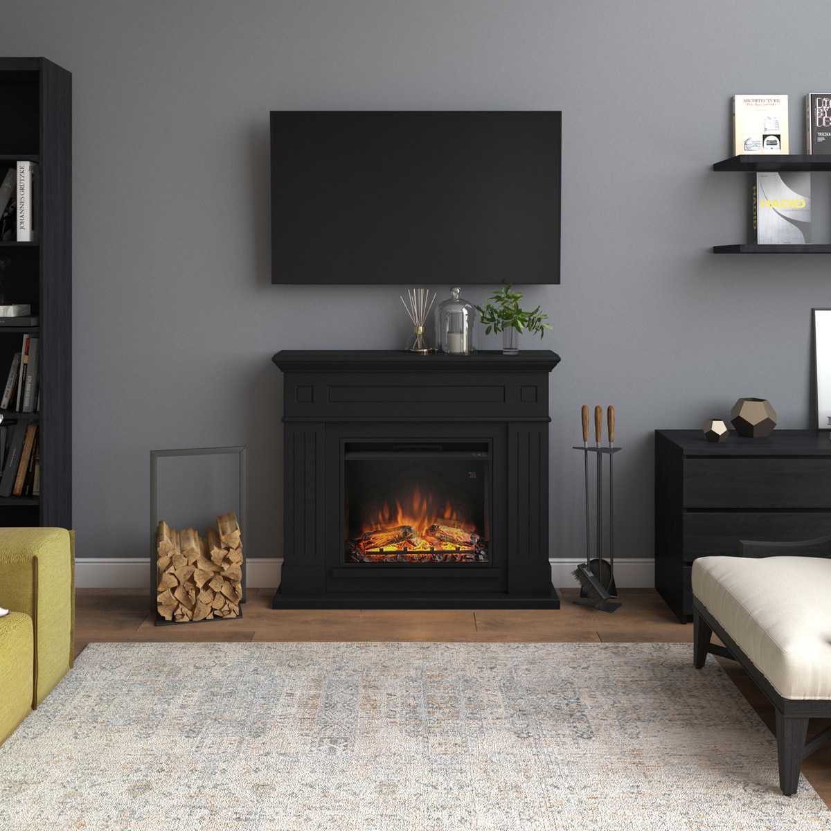 Chimenea Eléctrica Larsen Negro-3