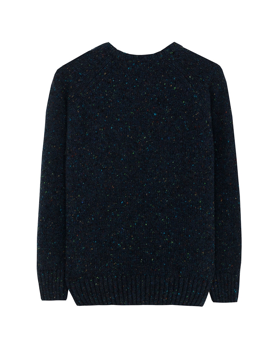 Camisola de Malha Lisa com Mesclado Azul-marinho-2