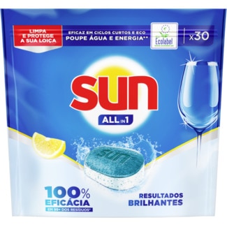 Detergente para a Máquina de Loiça All in 1 Limão embalagem 30 pastilhas - Sun