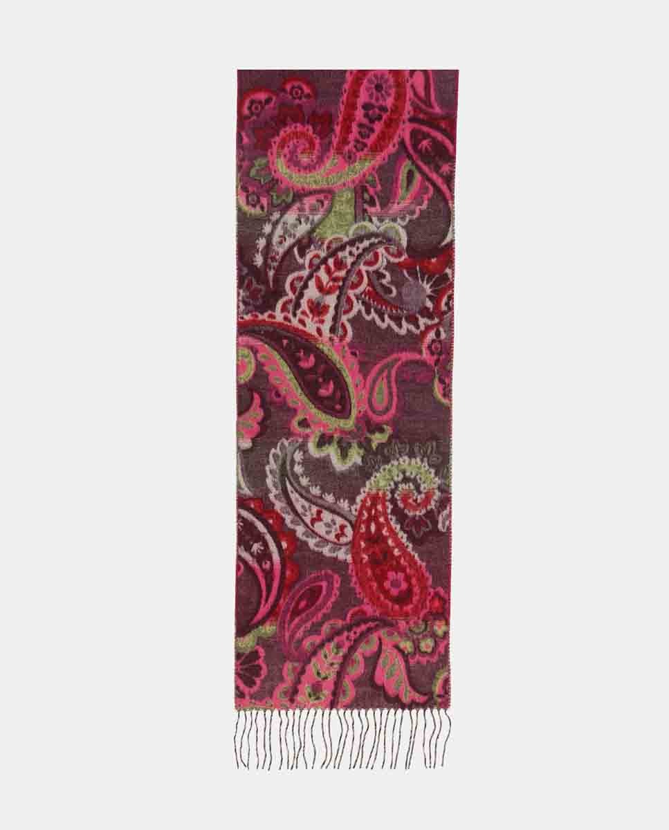 Cachecol com Estampado Floral - Bordeaux Multicolor-3