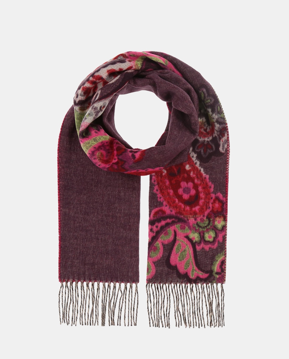Cachecol com Estampado Floral - Bordeaux Multicolor-4