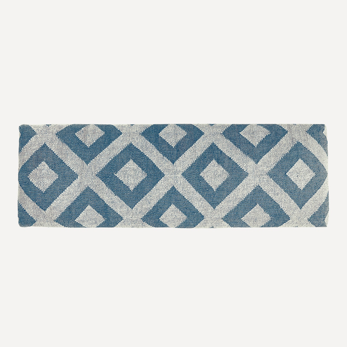 Banco de Madeira de Mangueira Estofado Kilim aos Losangos Delhi Bege / Azul-6