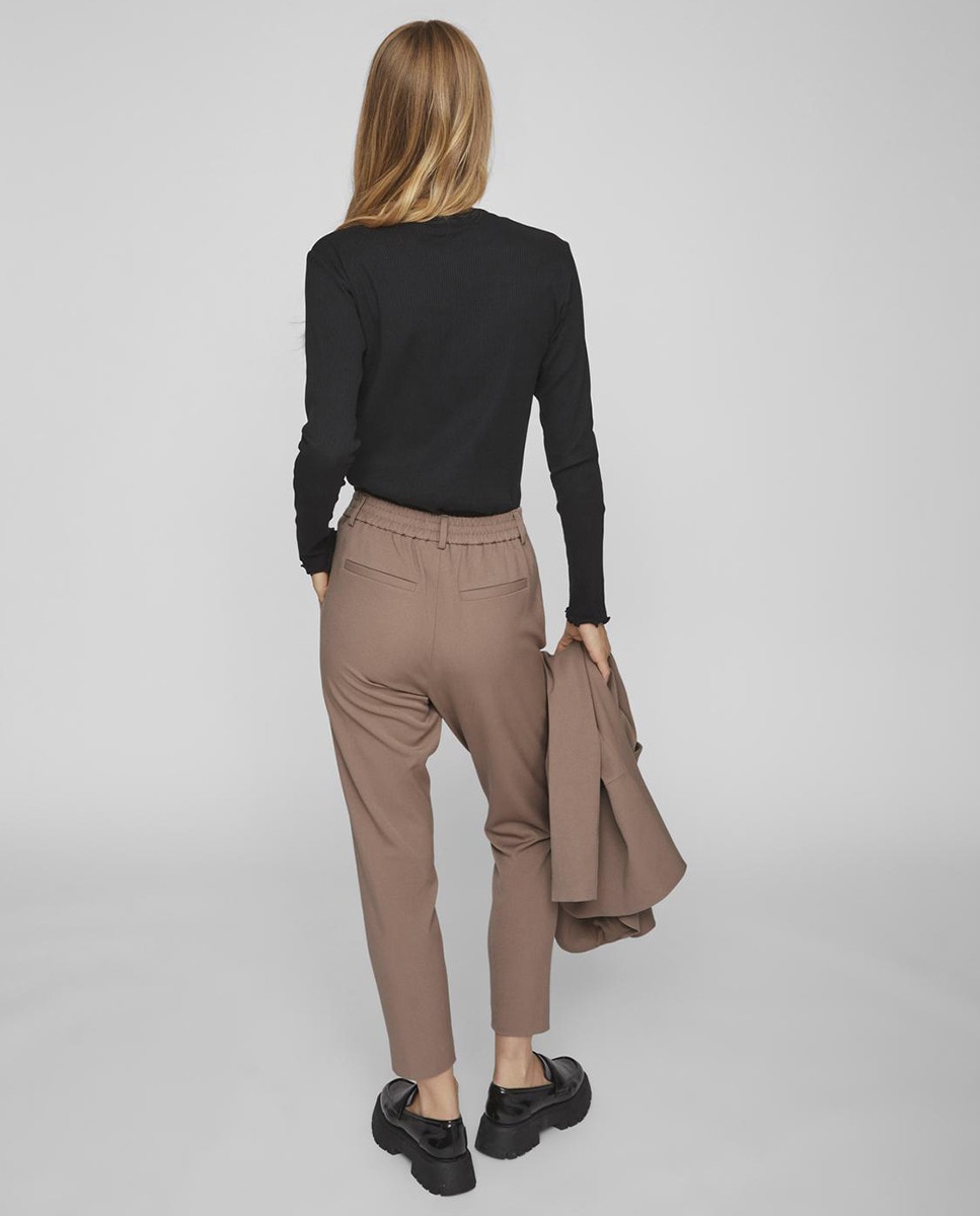 Calças slim fit de mulher Caramelo-4