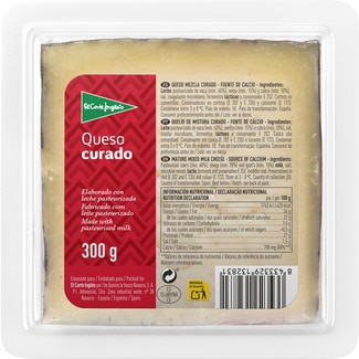 queso curado mezcla elaborado con leche pasteurizada cuña 300 g - El Corte Ingles