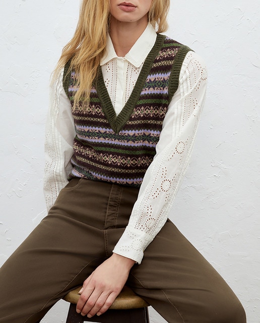 Imagen 0 de Chaleco de punto con cuello pico mujer