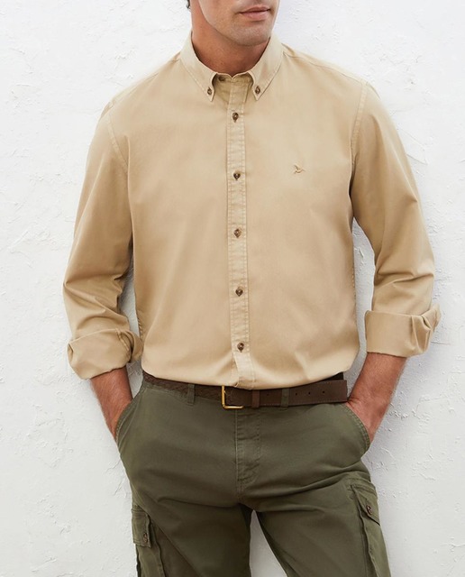 Imagen 0 de Camisa de manga larga lisa de hombre regular fit