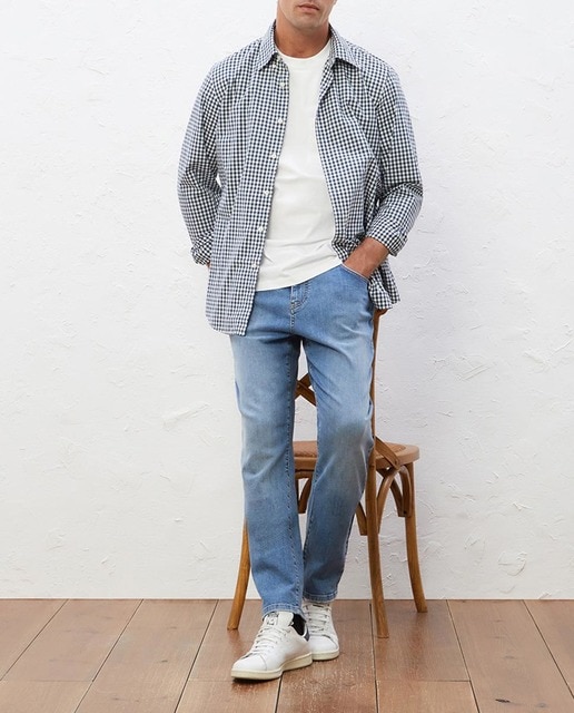 Imagen 0 de Camisa cuadro vichy de manga larga de hombre