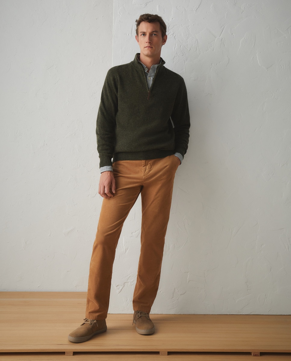 Camisola de Malha de Lambswool Caqui-2
