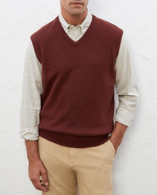 Imagen 0 de Chaleco de hombre liso de lambswool