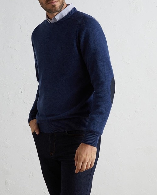 Imagen 0 de Jersey básico de lambswool con cuello pico  de hombre