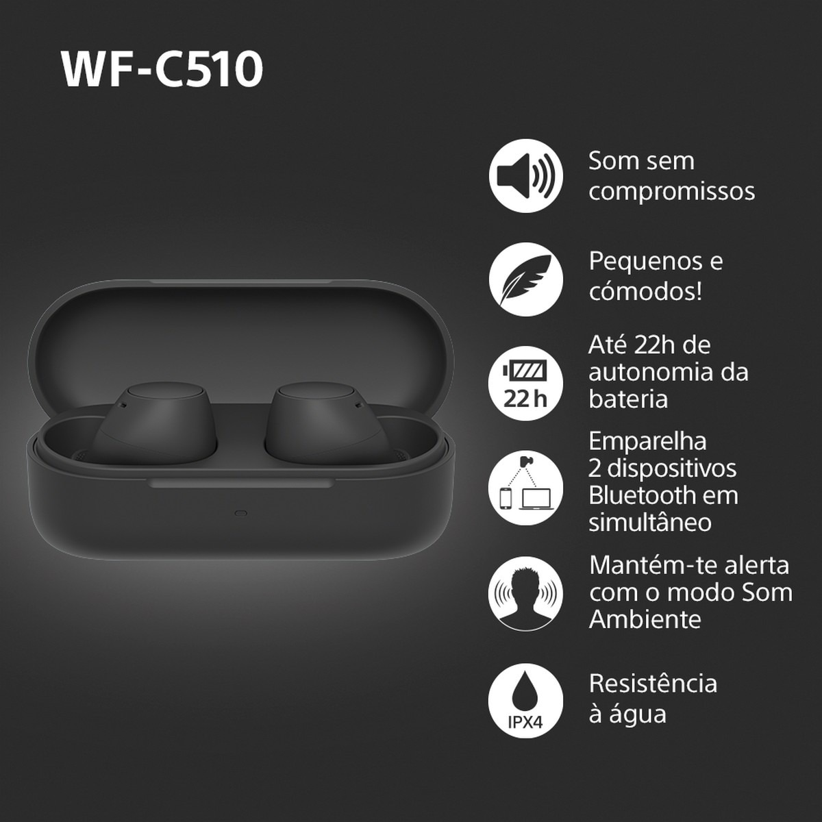 Auriculares True Wireless WF-C510 Preto-10