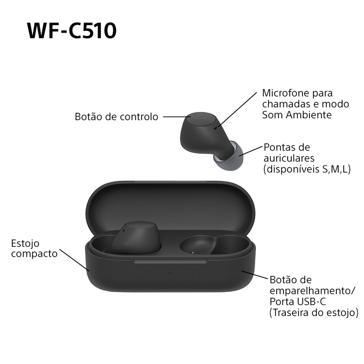 Auriculares True Wireless WF-C510 Preto-9