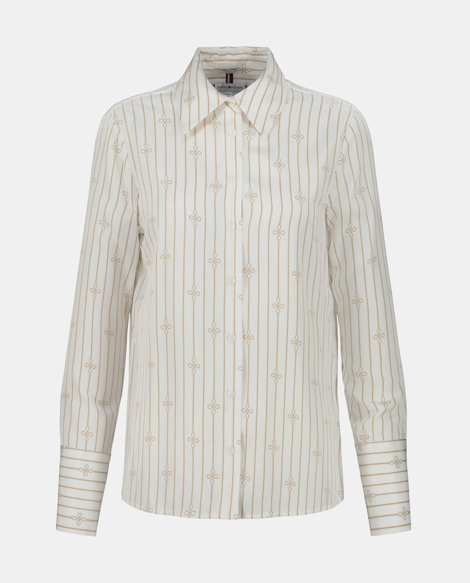 Camisa Fluida e Estampada Branco-4