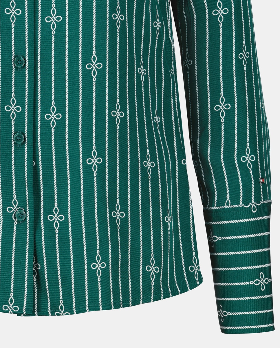 Camisa Fluida e Estampada Verde-escuro-5