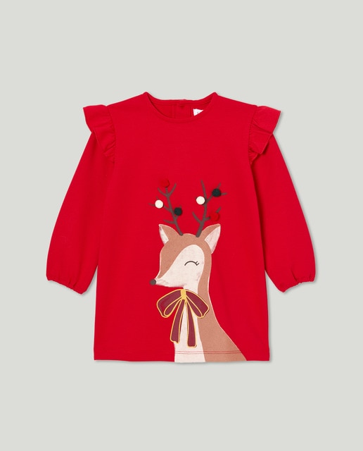 Imagen 0 de Vestido de bebé niña con estampado Navideño