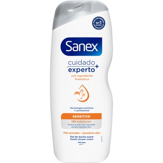 gel de baño Sensitive 0% sulfatos botella 600 ml para piel sensible - Sanex Natural Prebiotic