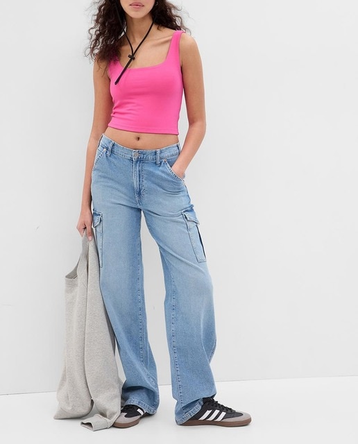 Imagen 0 de Camiseta lisa sin mangas de punto elástico suave de mujer