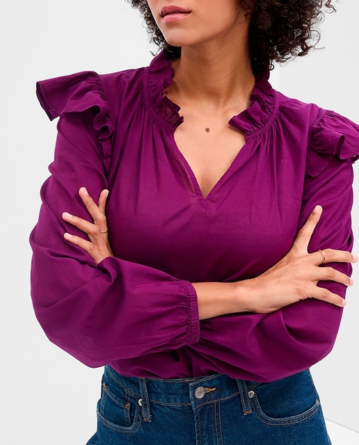 Imagen 0 de Blusa de manga larga con volante