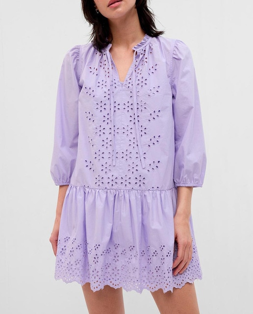 Imagen 0 de Vestido manga larga con ojales bordados