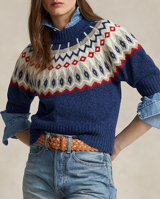 Imagen 0 de Jersey de mujer con estampado étnico y cuello perkins