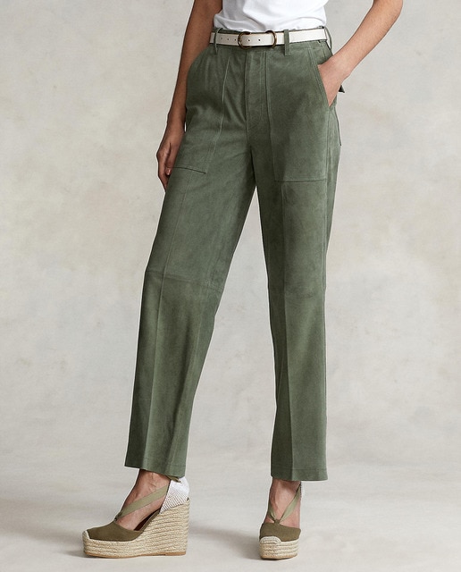 Imagen 0 de Pantalón de mujer en piel de corte masculino