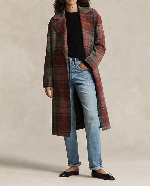 Imagen 0 de Abrigo de mujer de paño de cuadros multicolor