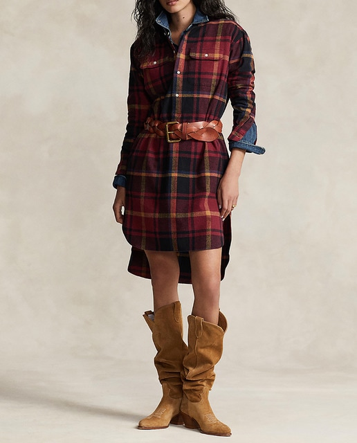 Imagen 0 de Vestido corto de algodón de cuadros