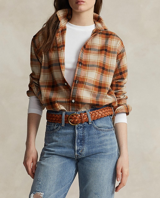 Imagen 0 de Camisa de mujer de algodón de cuadros