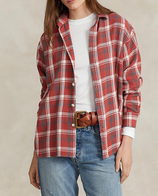 Imagen 0 de Camisa de mujer de algodón de cuadros