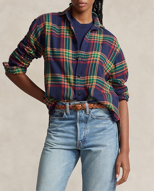 Imagen 0 de Camisa de mujer de algodón de cuadros