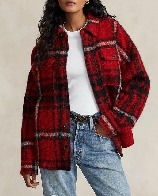 Imagen 0 de Camisa de mujer de cuadros de manga larga