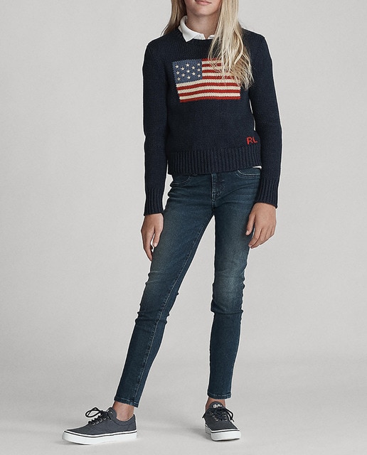 Imagen 0 de Pantalón vaquero de niña elástico y corte estrecho