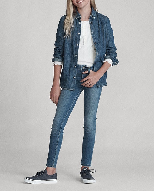 Imagen 0 de Vaqueros de niña elásticos de algodón azul