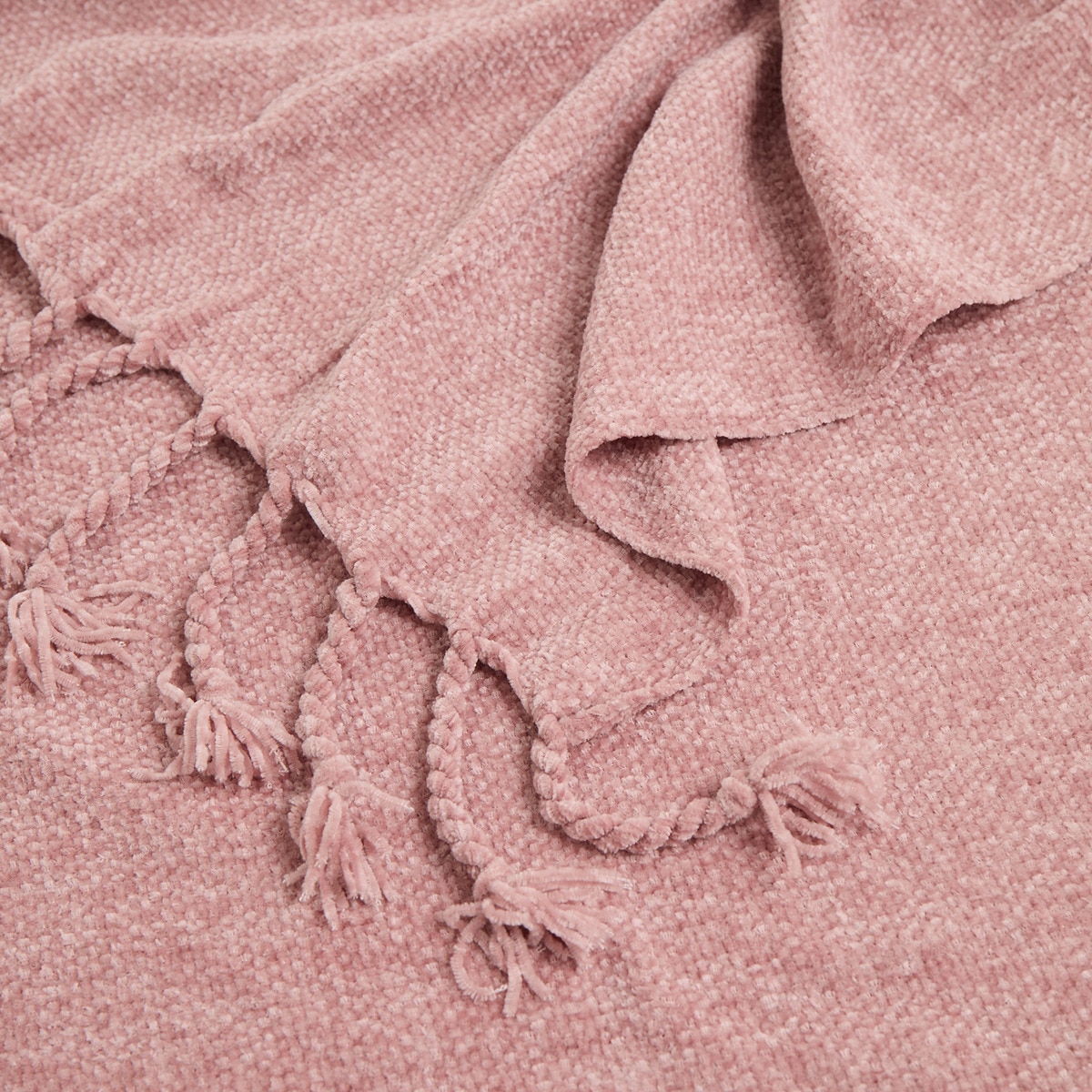 Manta decorativa Chenilla Lisa Basics El Corte Inglés Rosa-2