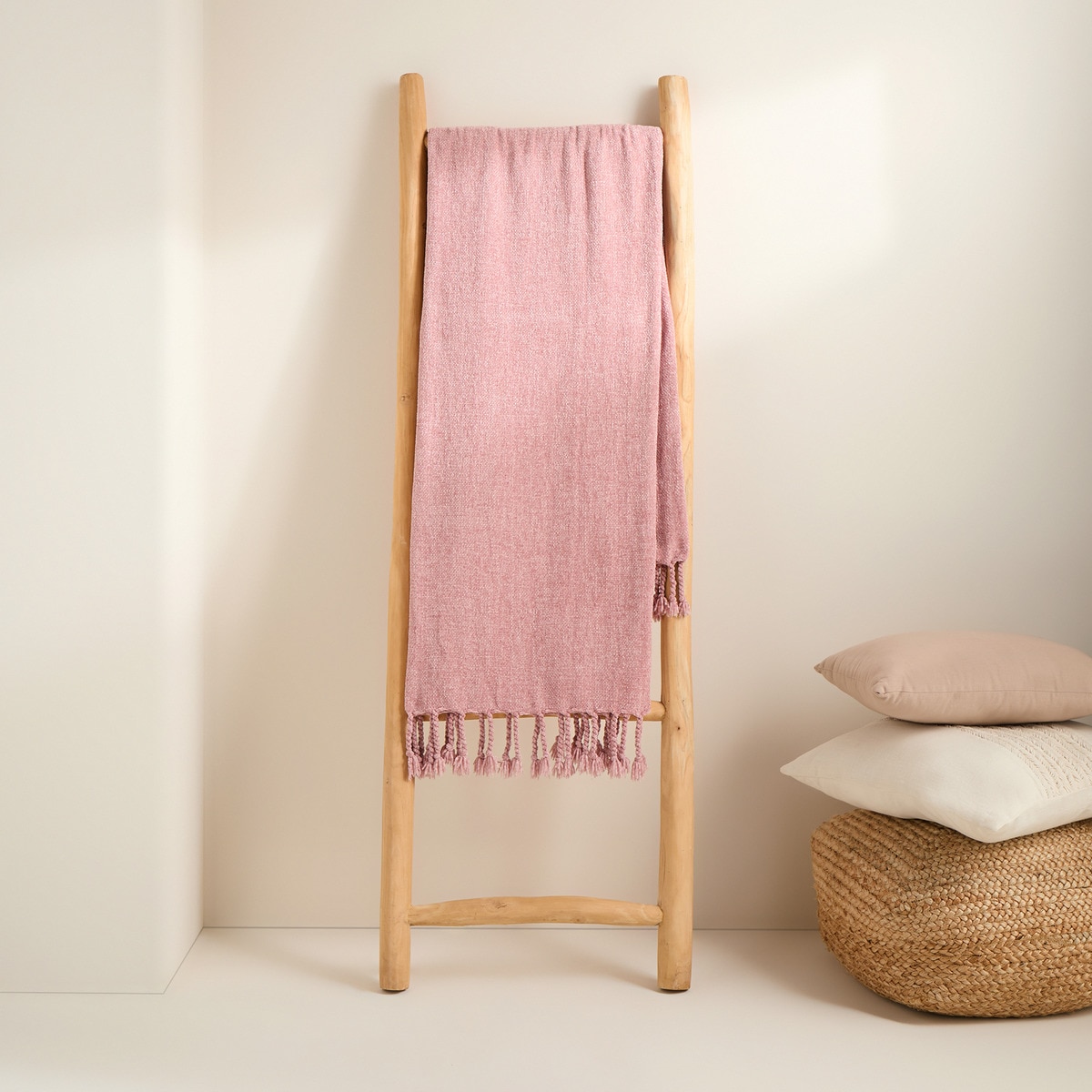 Manta decorativa Chenilla Lisa Basics El Corte Inglés Rosa-1