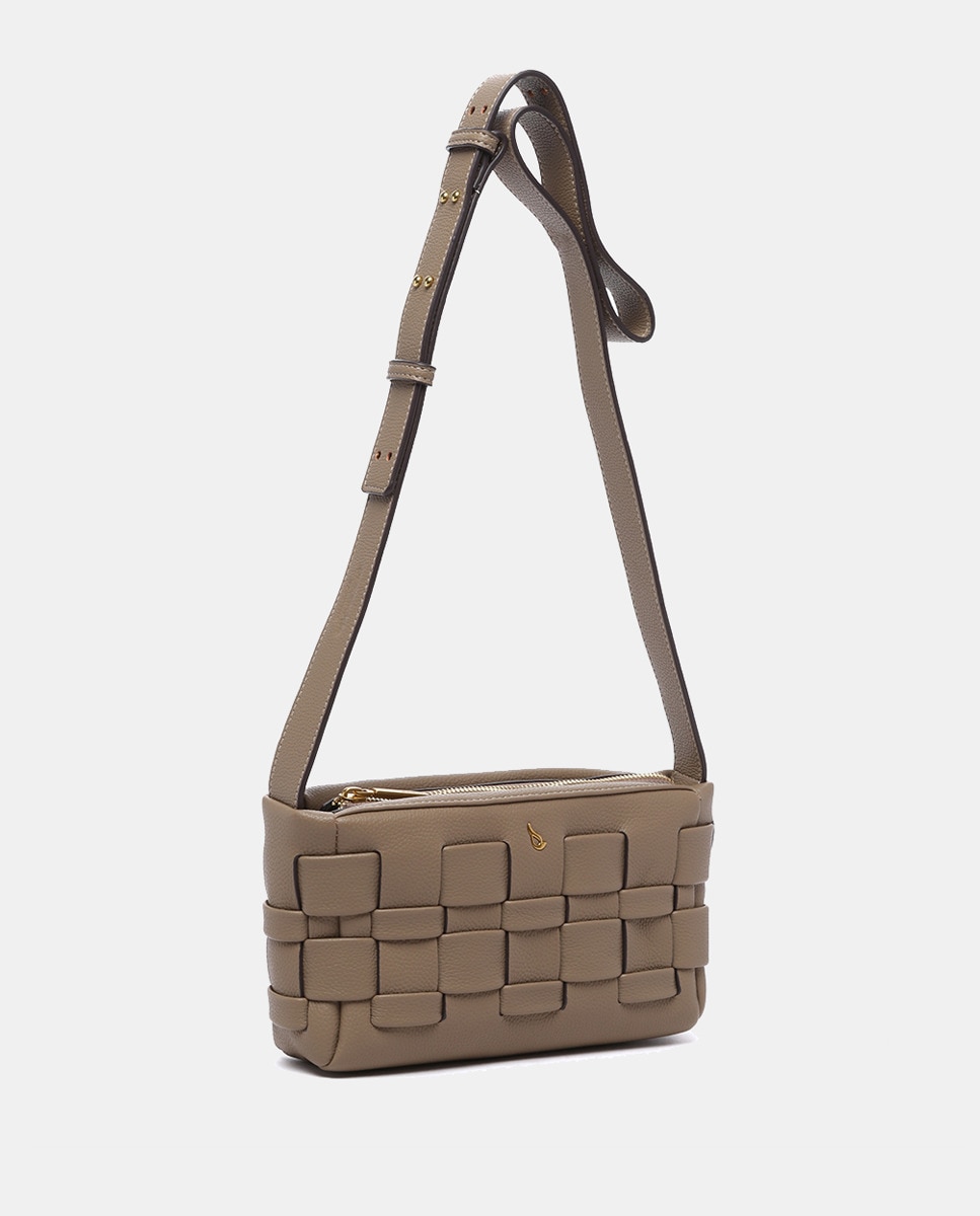 Mala a Tiracolo em Materiais Reciclados Entrançados - Taupe Taupe-2