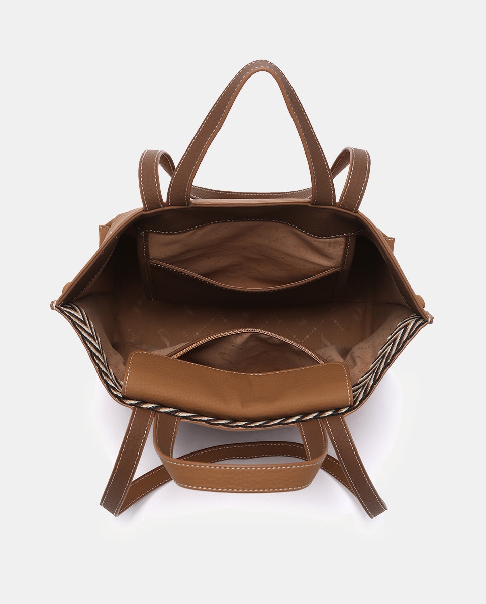 Mala Shopper em Materiais Reciclados - Conhaque Camel-6