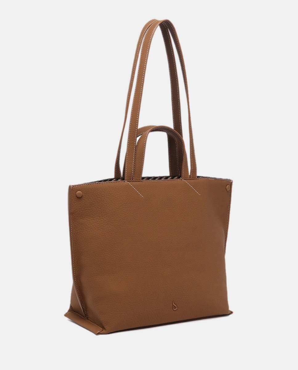 Mala Shopper em Materiais Reciclados - Conhaque Camel-2