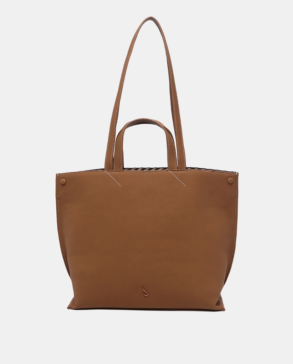 Mala Shopper em Materiais Reciclados - Conhaque Camel-1