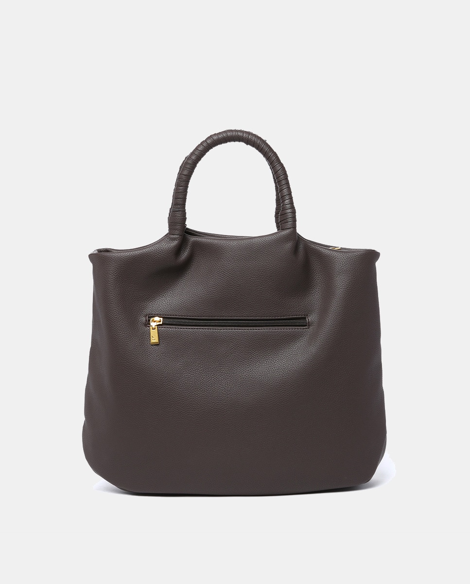 Mala Shopper em Materiais Reciclados Entrançados - Castanho Castanho-escuro-3