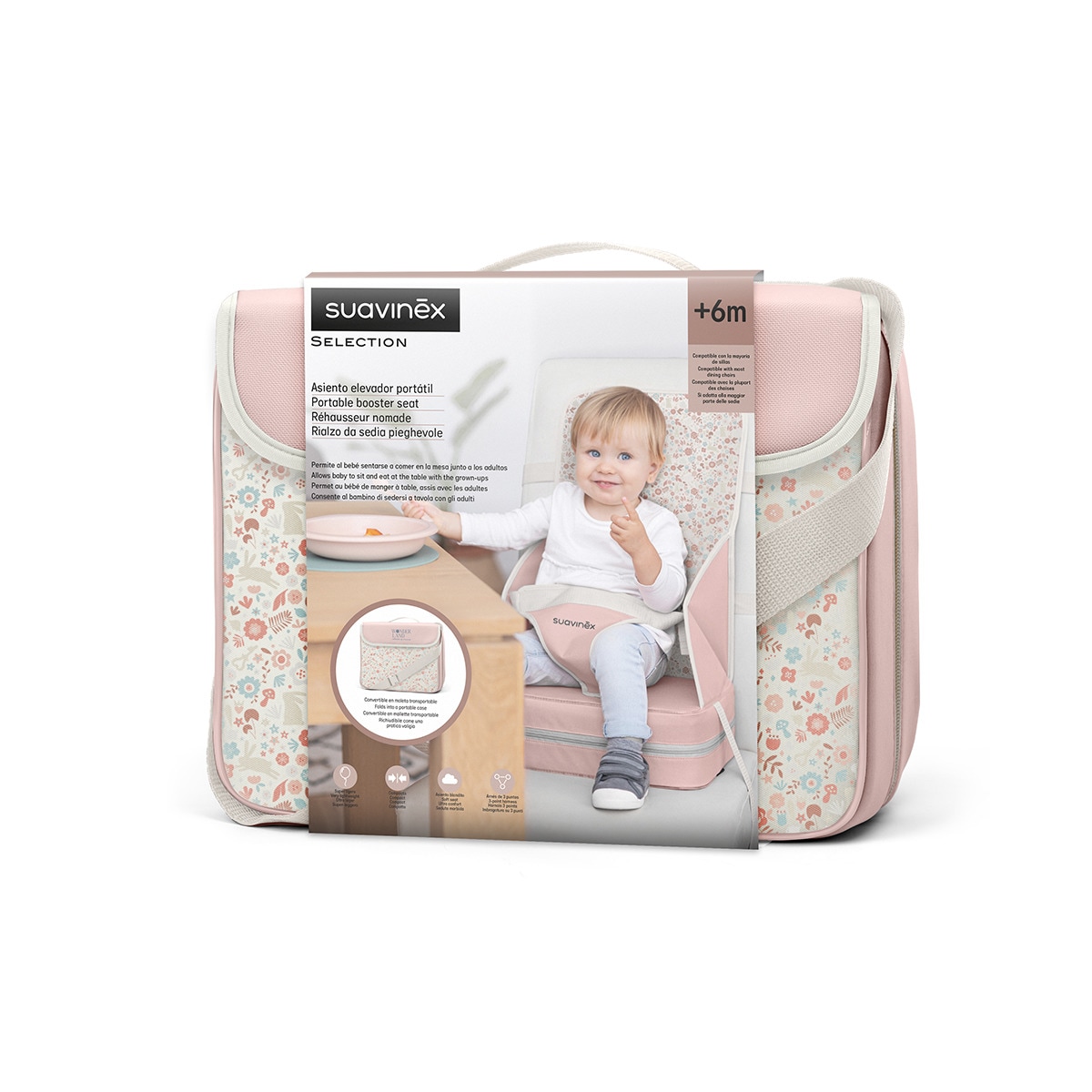 Cadeira de Refeição Alta de Viagem Portátil Wonderland Rosa-claro-2